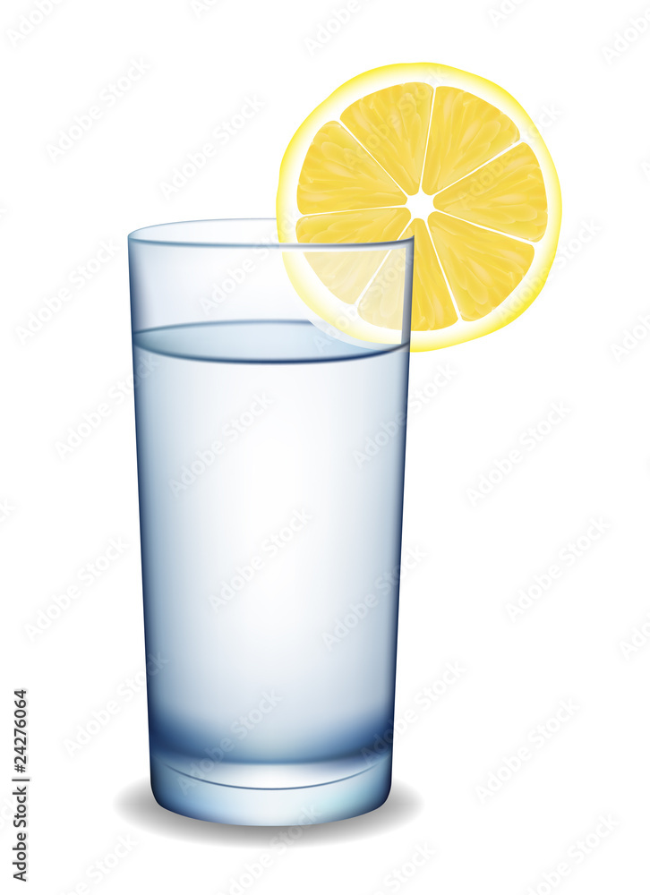 Glass of water with lemon. Vector illustration. Glass of water with lemon. Vector illustration.