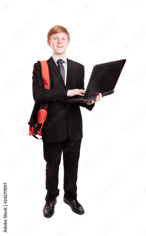 Boy in suit with notebook Boy in suit with notebook