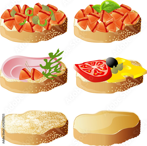 Italian bruschetta with fresh tomato and basil
