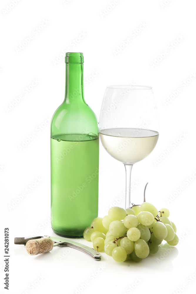 vino blanco y uvas