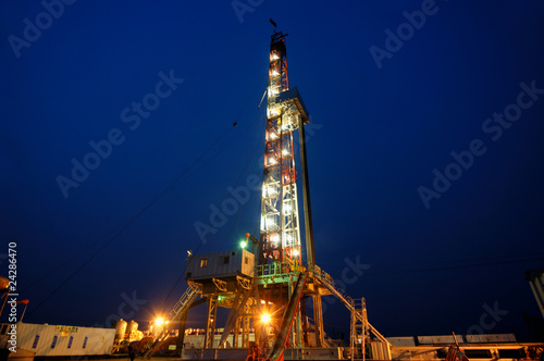 Drilling rig in the night