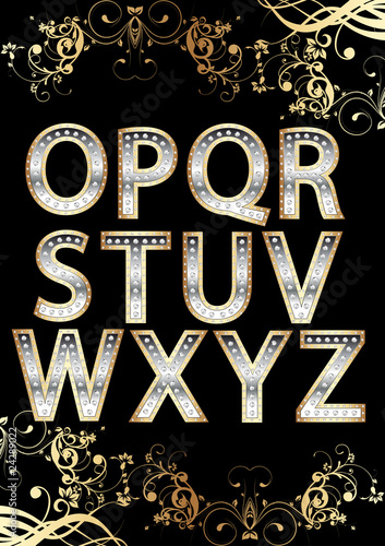 Alphabet Gold Silber mit Edelsteinen