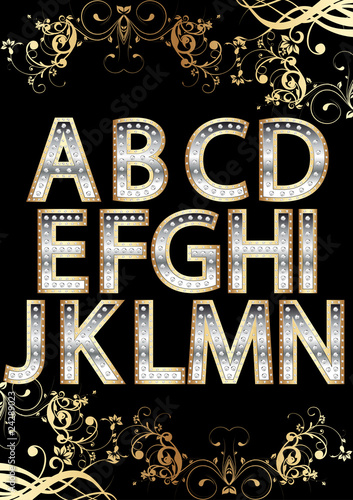 Alphabet Gold Silber mit Edelsteinen