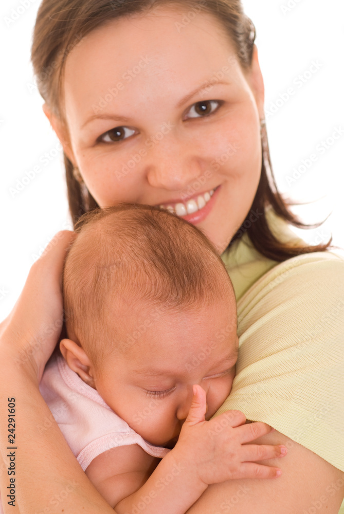 mother holds the baby