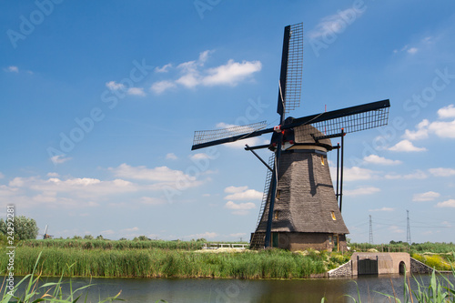 Traditional dutch windmill in Kinderdijk