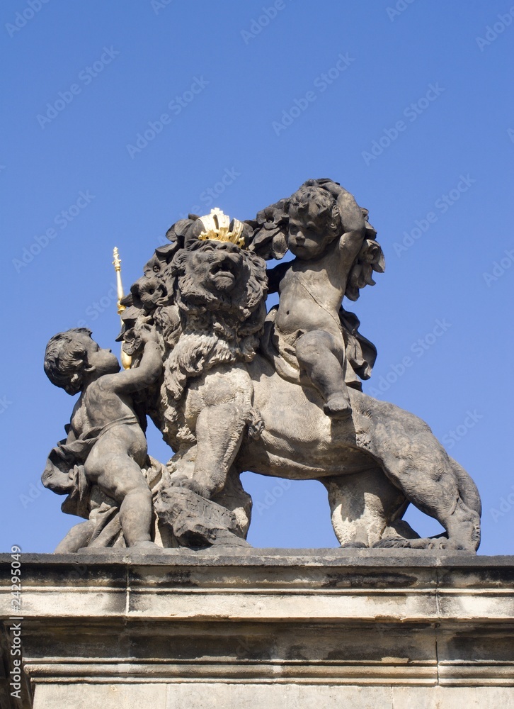 statue on the portal from castle in prague - hercules