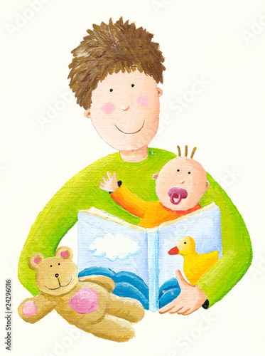 Father reading to baby