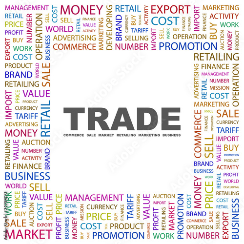 TRADE. Square frame with association terms.