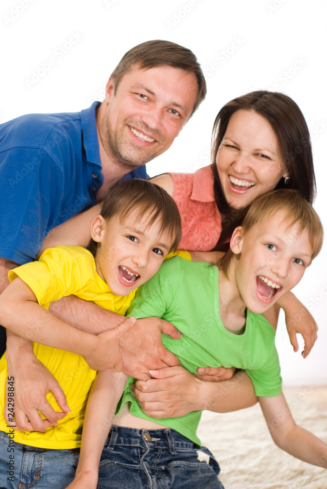 happy parents with  children