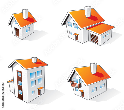 Four houses cartoon icons
