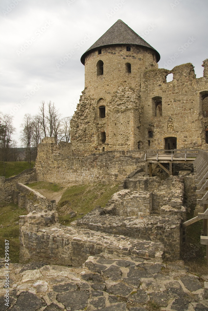 Old Livonian Order castle in Cesis, Latvia