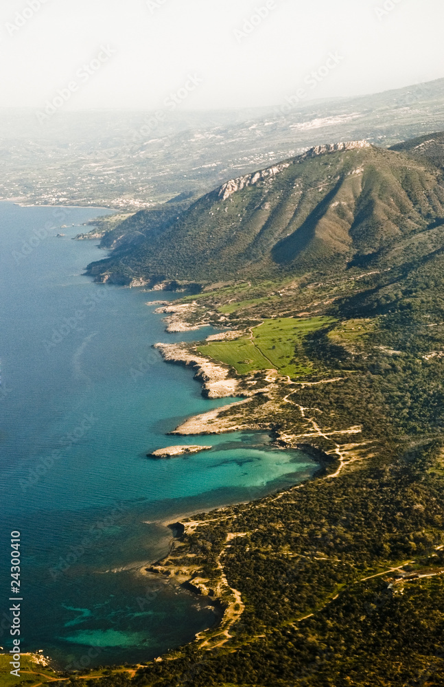 Aerial view of Mediterranean coastline