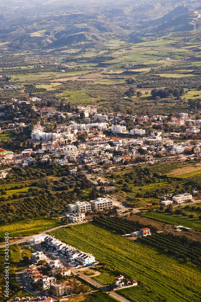 Aerial view of residential area