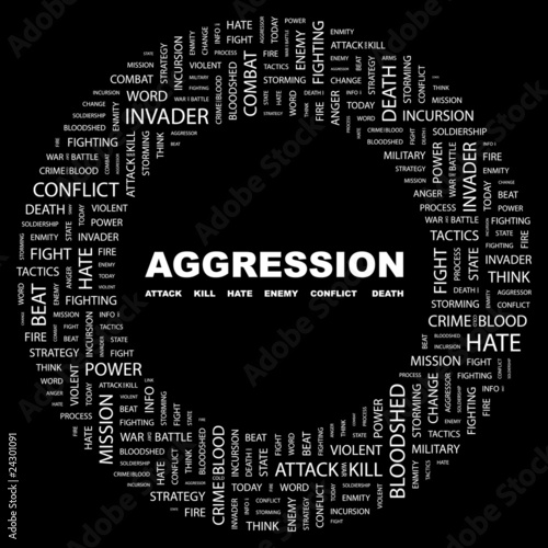AGGRESSION. Circular frame with association terms.