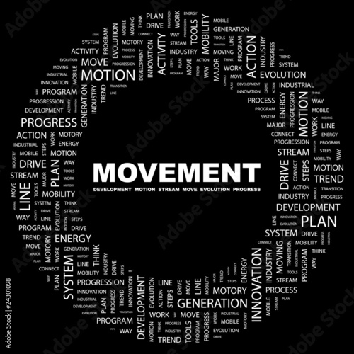MOVEMENT. Circular frame with association terms.