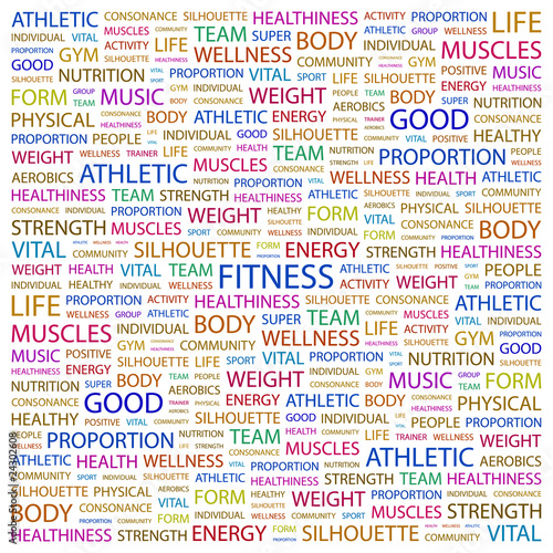 FITNESS. Illustration with different association terms.