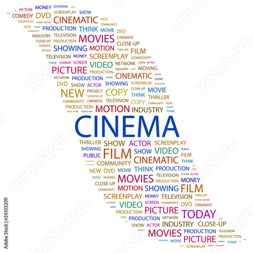 CINEMA. Collage with association terms on white background. photo