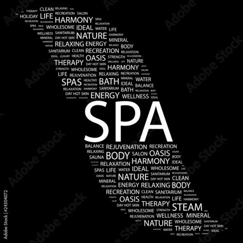 SPA. Word collage on black background.