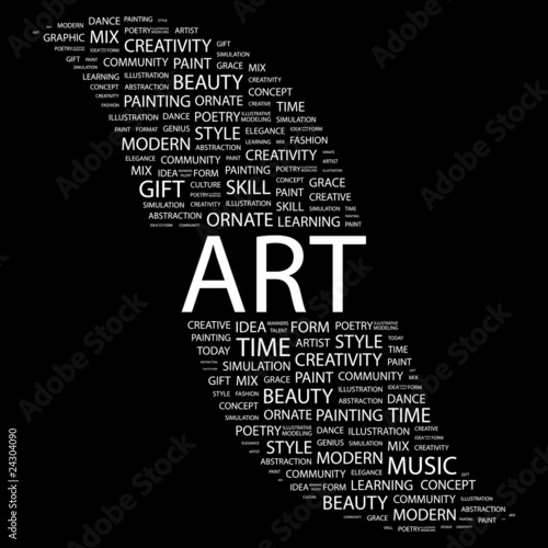 ART. Word collage on black background.