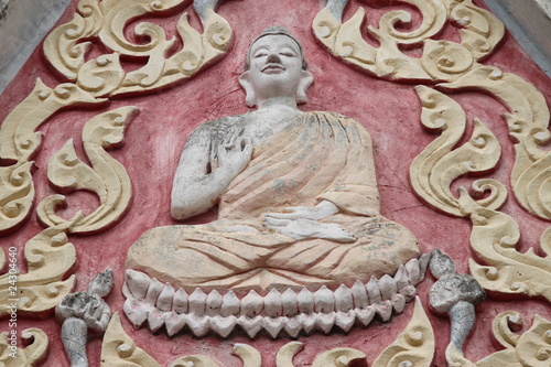 buddha image on gable, Wat Kok Klang, Borabue, Mahasarakam