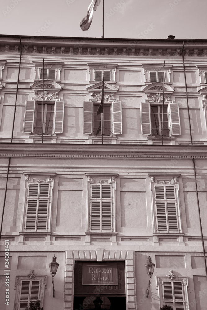 Royal Palace in Turin, Italy in Sepia Tone