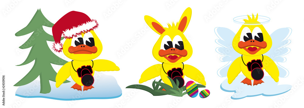 Fototapeta premium Xmas easterbunny and angel ducks