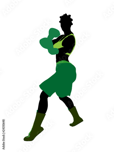 African American Female Boxer Illustration Silhouette