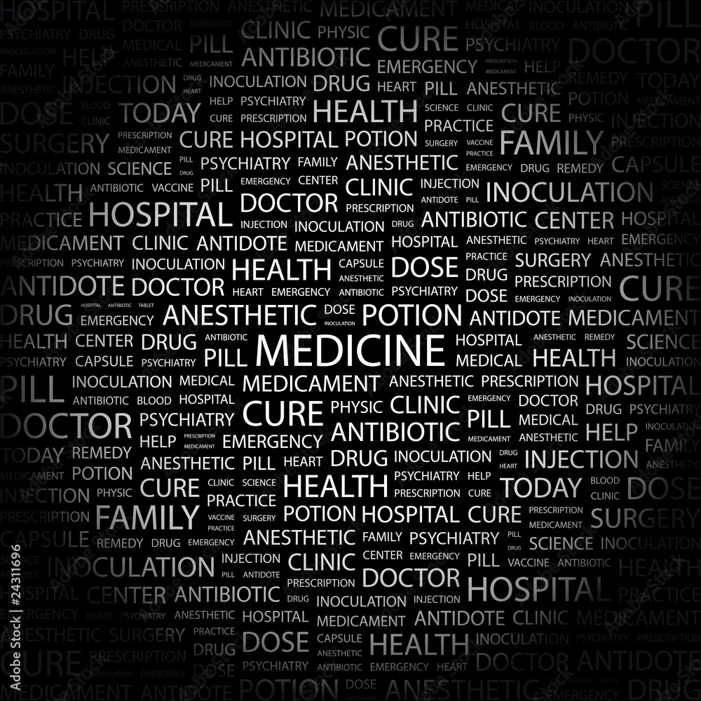 MEDICINE. Word collage on black background. MEDICINE. Word collage on black background.