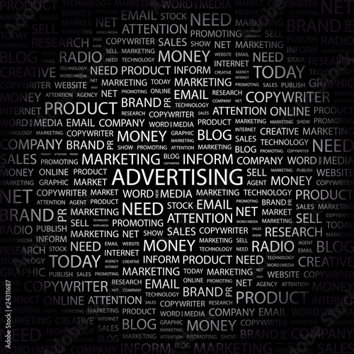 ADVERTISING. Wordcloud vector illustration.