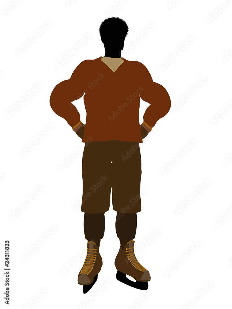 African American Male Hockey Player Illustration Silhouette African American Male Hockey Player Illustration Silhouette