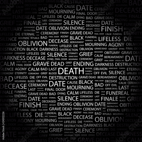 DEATH. Illustration with different association terms.