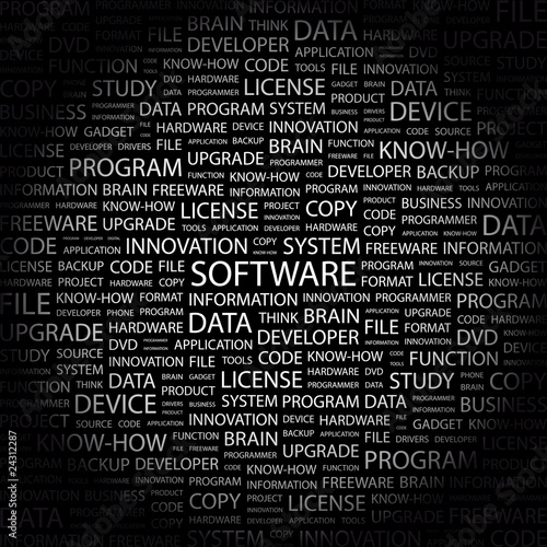 SOFTWARE. Word collage on black background.