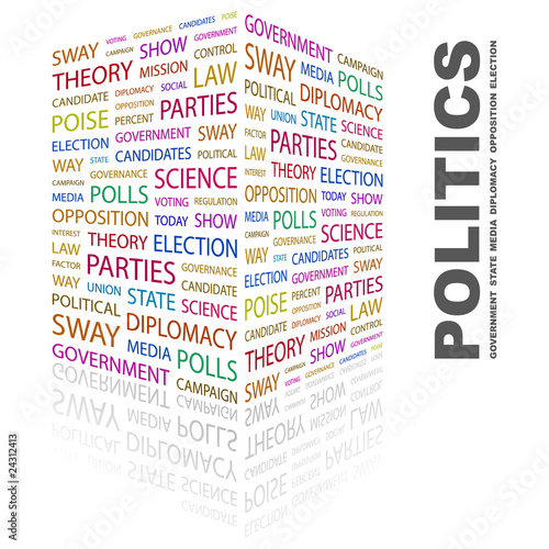 POLITICS. Illustration with different association terms.