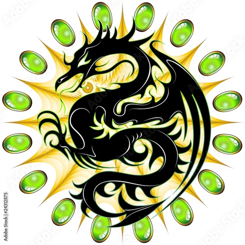 Drago di Smeraldo-Emerald Dragon-Dragon d'émeraude-Vector