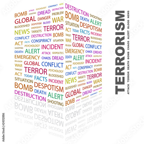 TERRORISM. Word collage on white background.