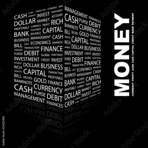 MONEY. Illustration with different association terms.