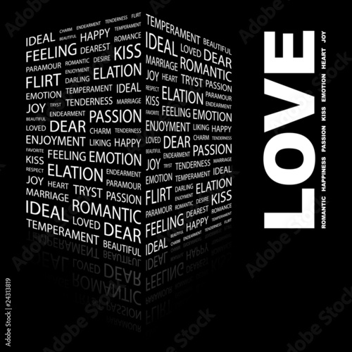 LOVE. Illustration with different association terms.