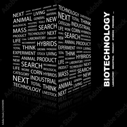 BIOTECHNOLOGY. Illustration with different association terms.