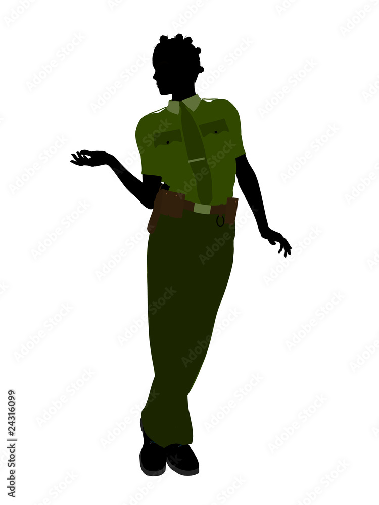 African American Female Sheriff Art Illustration Silhouette