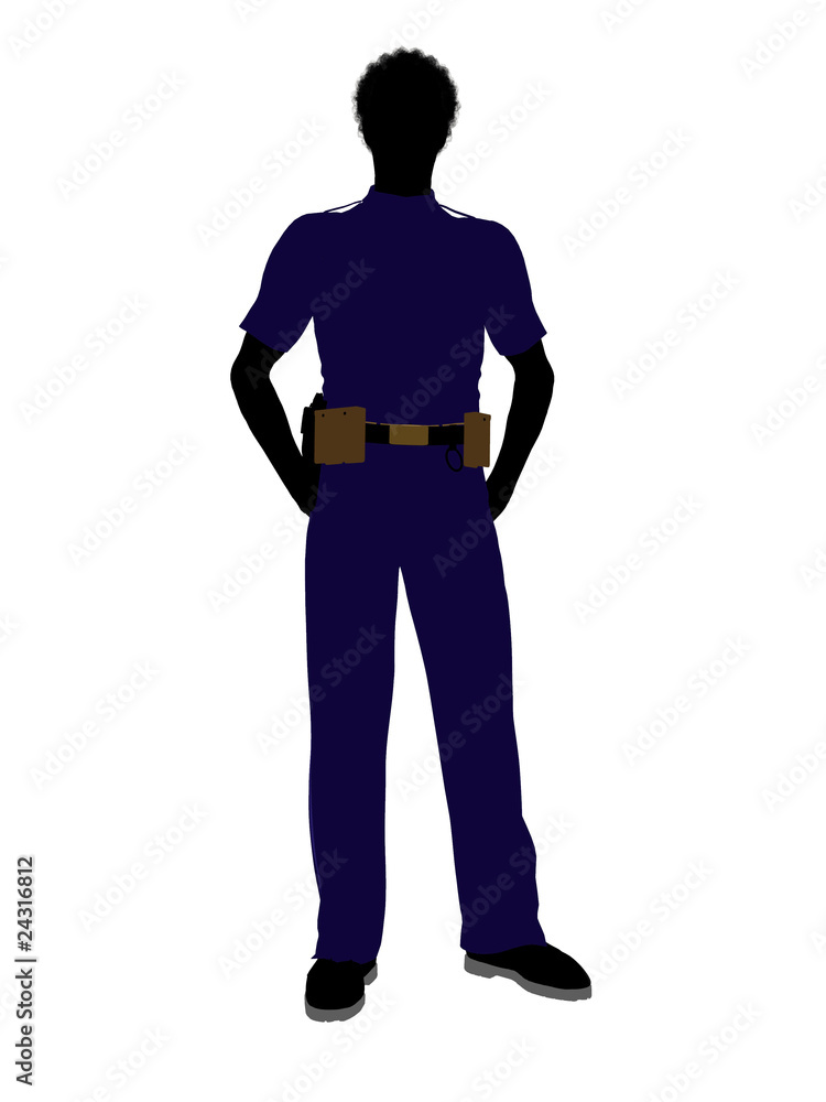 African American Male Police Officer Art Illustration Silhouette African American Male Police Officer Art Illustration Silhouette