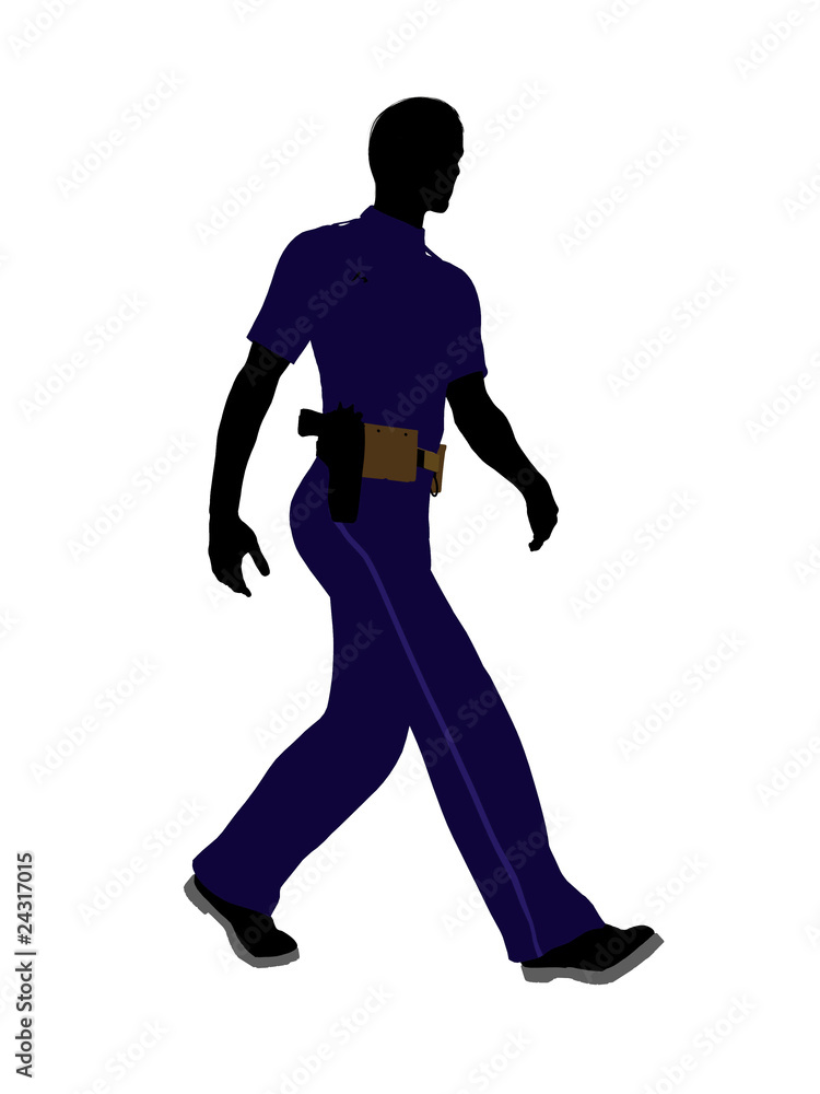 Male Police Officer Art Illustration Silhouette