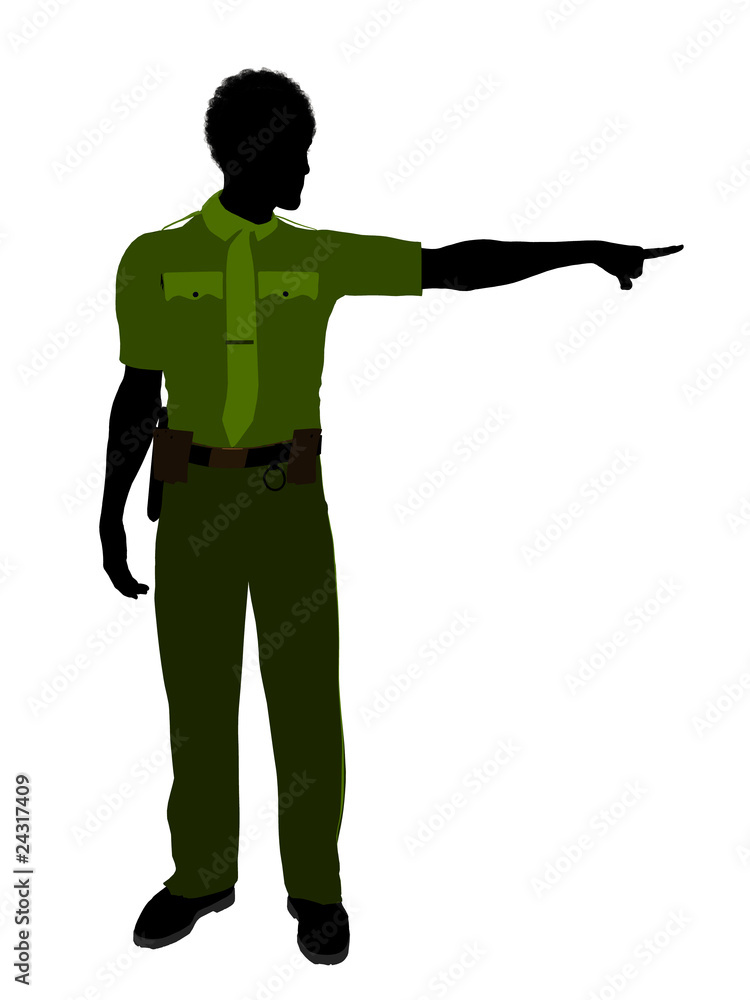 African American Male Sheriff Art Illustration Silhouette African American Male Sheriff Art Illustration Silhouette