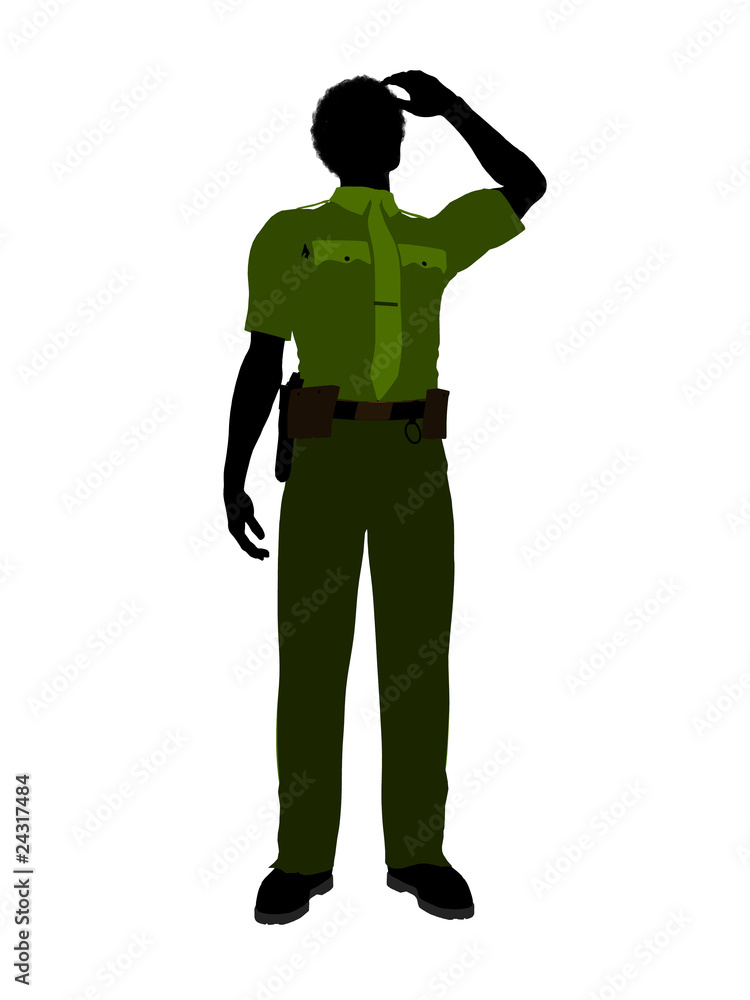 African American Male Sheriff Art Illustration Silhouette African American Male Sheriff Art Illustration Silhouette