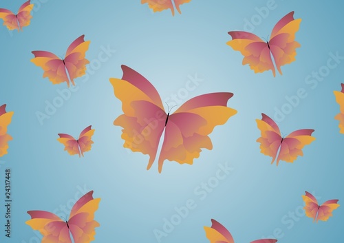 Butterflies on blue