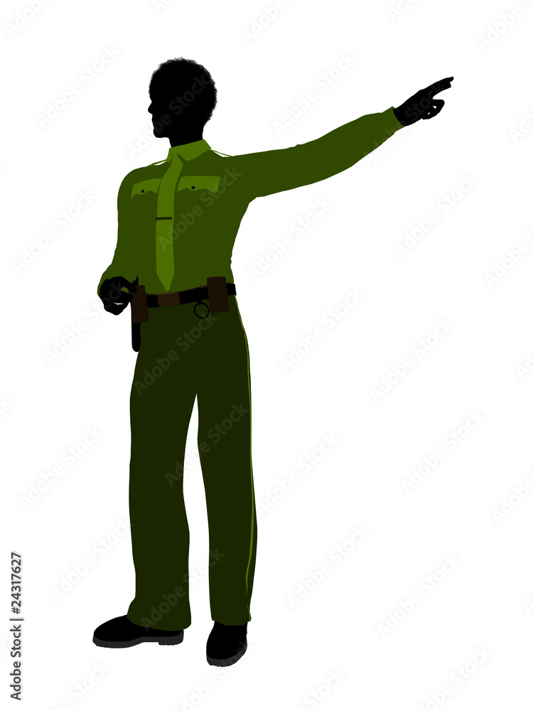 African American Male Sheriff Art Illustration Silhouette African American Male Sheriff Art Illustration Silhouette