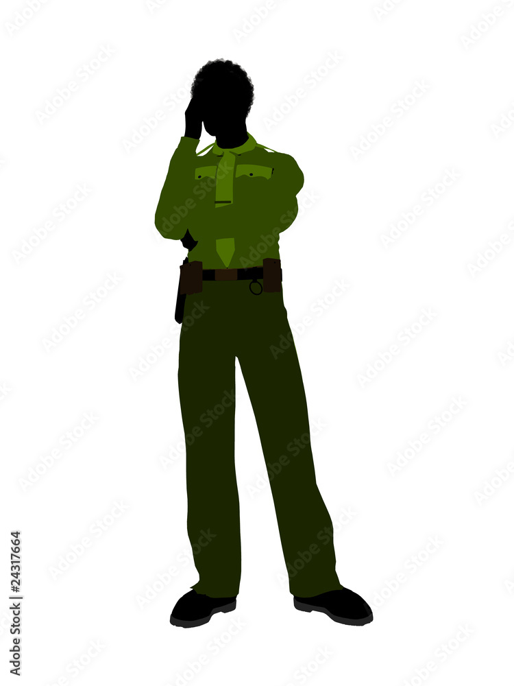 African American Male Sheriff Art Illustration Silhouette African American Male Sheriff Art Illustration Silhouette