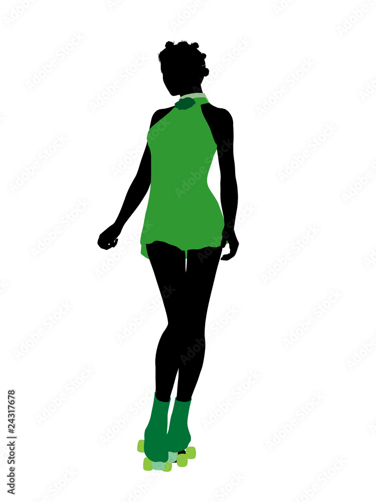 African American Female Roller Skater Silhouette African American Female Roller Skater Silhouette