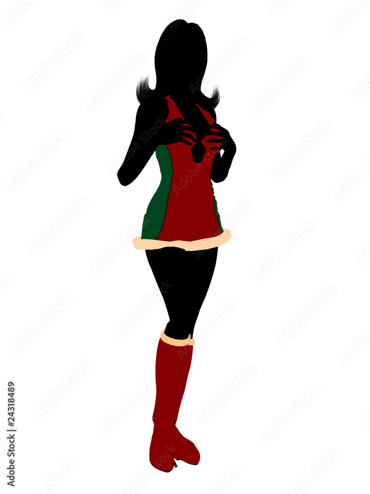 Sexy Female Christmas Elf Silhouette Illustration Sexy Female Christmas Elf Silhouette Illustration