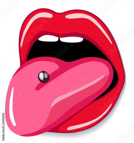 Open mouth with pierced tongue