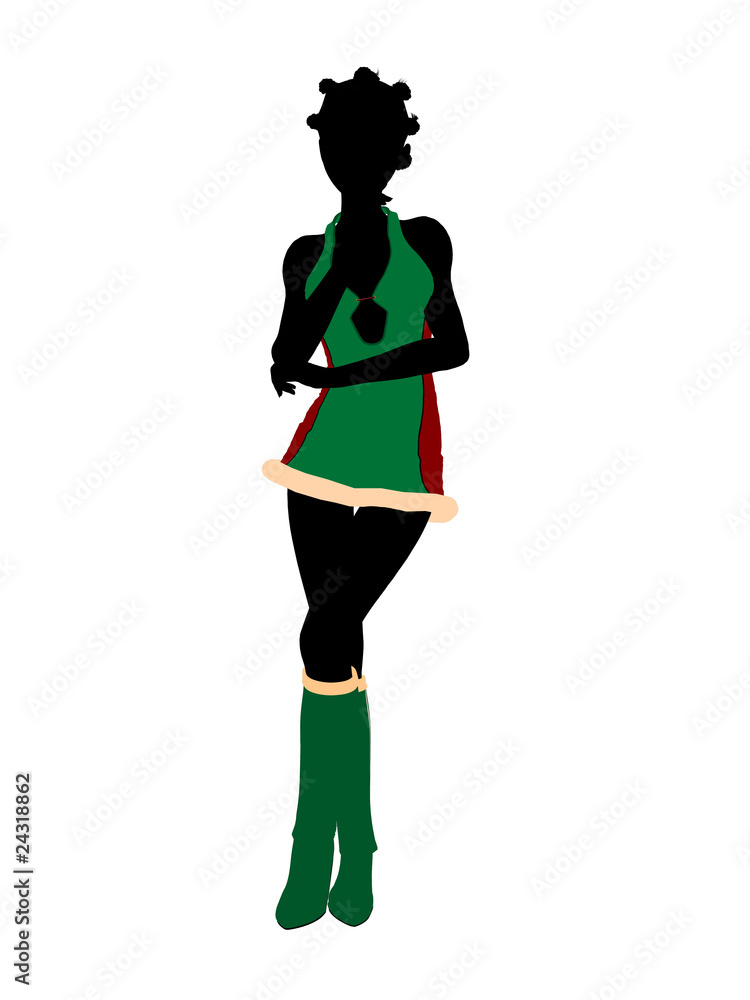 Sexy African American Female Christmas Elf Silhouette Sexy African American Female Christmas Elf Silhouette